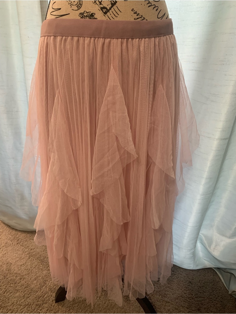 Women's Blush Pink Layered Tulle Skirt